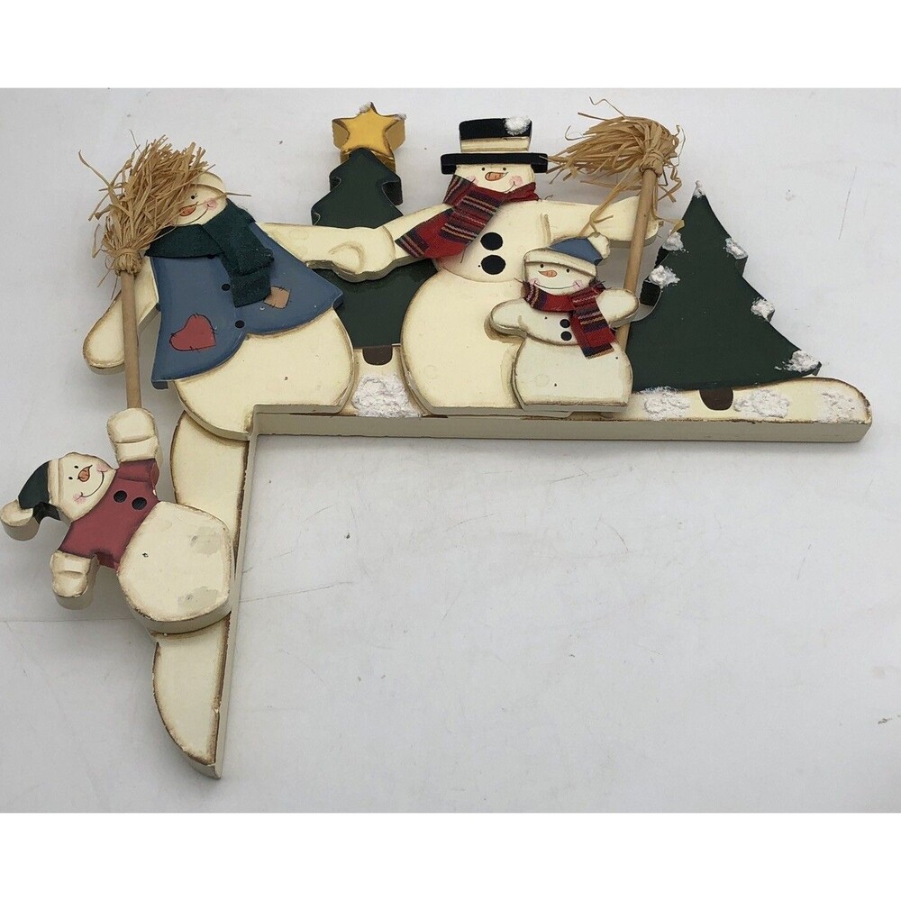 Vintage ABC Distributing Snowman Door Corner Decoration W/ Added Snow